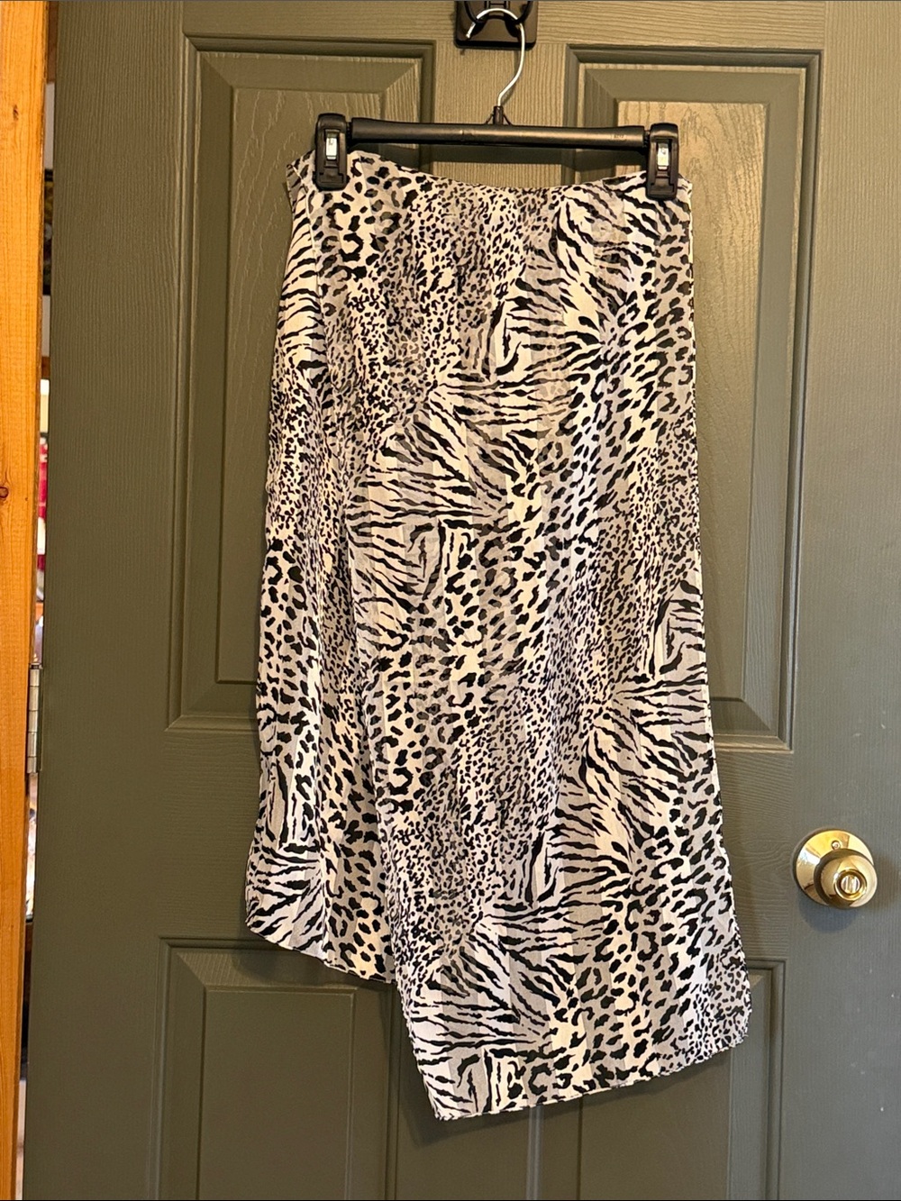 Animal Print Wrap Scarf in Black and White
